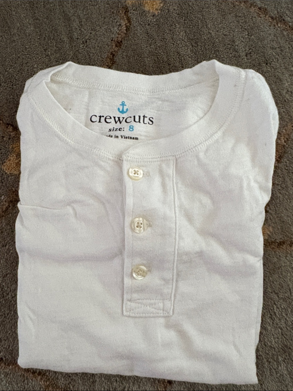 Crewcuts J.Crew White Cotton Henley Tee